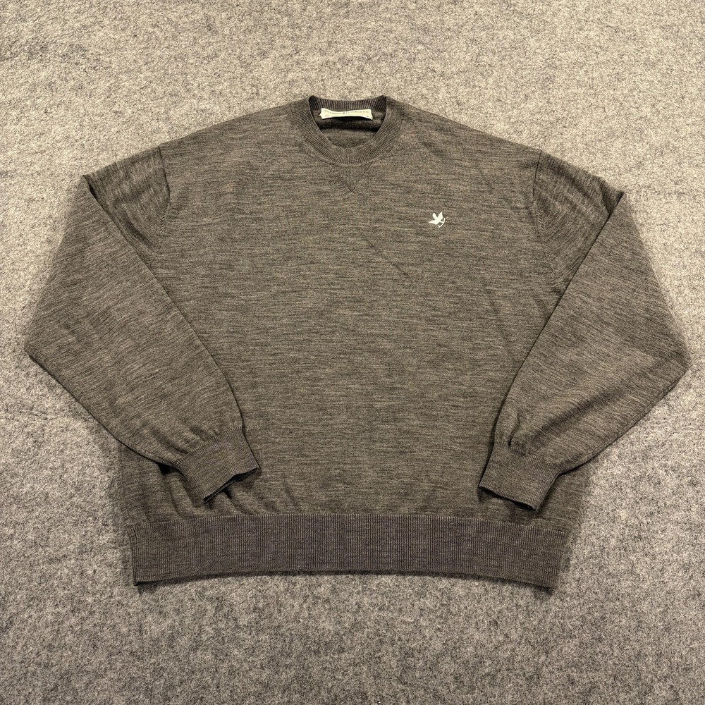 Fairway Greene Sweater Mens Large Gray Merino‎ Wool Crewneck Golf Pullover